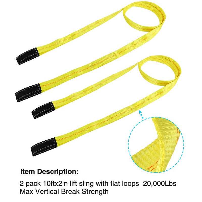 Trekassy 2 Pack 10' x 2" Lifting Sling Straps, 10ft