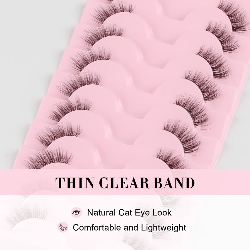 Glowing Win Half Eyelashes, Cateye Natural Look Artificial Eyelashes, 10