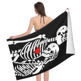 XLinTech Heart Skull Beach Towel Microfiber Soft Absorbent Quick Dry Large Beach Towel for Travel Pool Yoga Gym Sports Camping and Gifts Men Women Beach Accessories 31x51 Inch