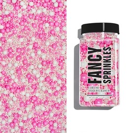 Fancy Sprinkles Bubble Bath Sprinkles, Real Sugar, For Ice Cream, Cookies, Cakes, Cupcakes, Dessert Decorating, Pink & White Sprinkles (0.5c)
