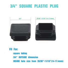 3/4" Square Tubing End Caps (20-Pack) - Durable Plastic Pipe Plugs for Furniture, Fitness Equipment & Fencing Posts