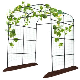 FOLLOOK Garden Arch Trellis for Climbing Plants Outdoor, Cucumber Trellis for Raised Bed, Grape Vine Tomato Bean Tall Vegetable U Frame Plant Support, Black