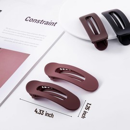 Cptots 8 Pcs Large Lay Flat Claw Clips for Women French Side Slide Barrettes for Thin Fine Hair Rectangle Alligator Hair Accessories,Matte Black Red