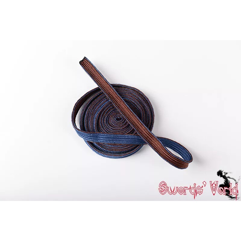 Brown & blue two side Synthetic Silk Sageo For Japanese