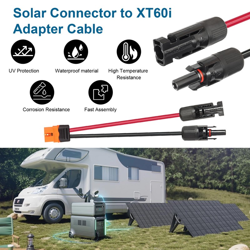 MOOKEERF 5FT Solar Panel to XT60i Adapter Connector XT60i-F Extension