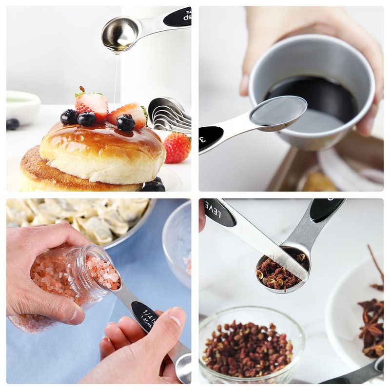 9-Piece Double-Ended Measuring Spoons with Scale, Measuring Spoon Set, Spoon