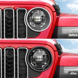 Hoolcar for Jeep JL Headlight Cover Trim Compatible with Jeep Wrangler JL & Wrangler Unlimited 2024 Front Head Light Lamp Trim Guard Exterior Accessories, Black