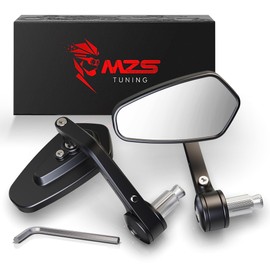 MZS Bar End Mirrors, 7/8 Universal Motorcycle Rear View Mirror Side handlebar Standard Hollow Arrow Black Compatible with Street Sport Bike Cruiser Scooter