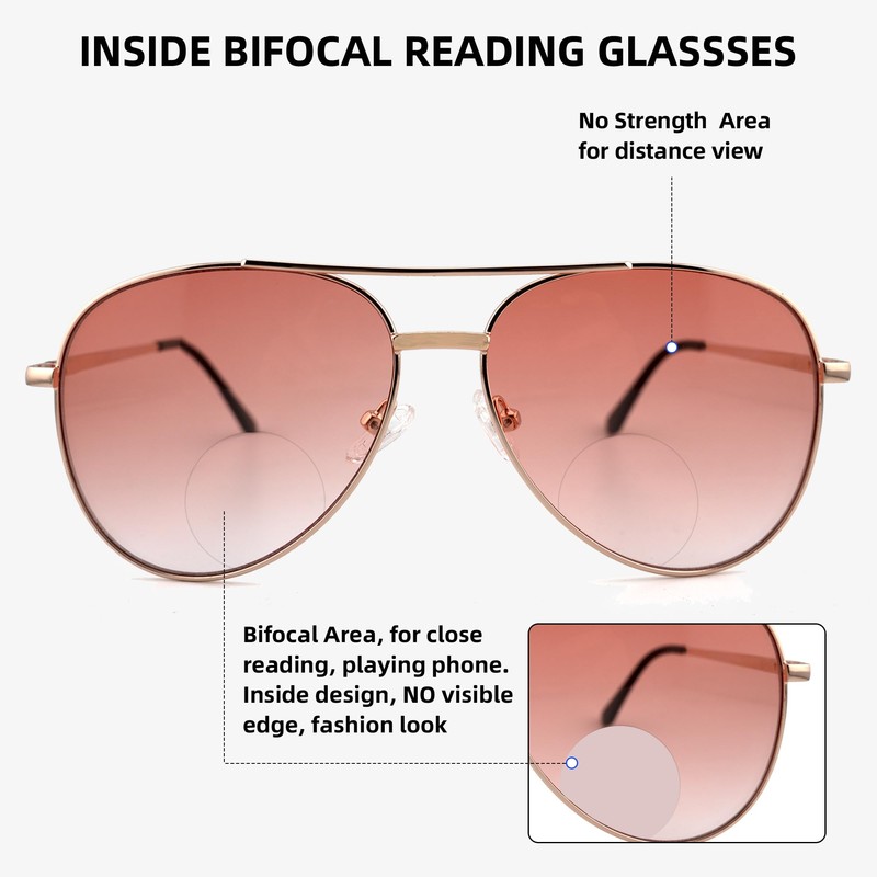 SOPHILY 3 Pack Bifocal Reading Sunglasses for Women Men, Aviator