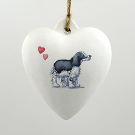 Image Industry Cocker Spaniel Black & White Ceramic Heart Bauble - Dog Lovers - Gift for the Home - Hanging Ornament