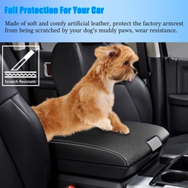 YOFAMO for RAM 2009-2018 Center Console Cover Anti-Scratch Waterproof Leather Armrest Pad Protector Cushion for Dodge RAM 1500 2500 3500 4500 5500 2009-2018 Interior Accessories(Carbon Fiber)