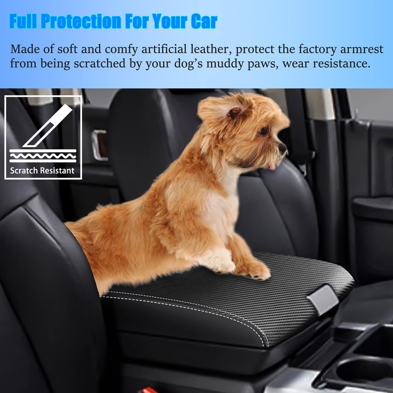 for RAM 2009-2018 Center Console Cover Anti-Scratch Waterproof Leather Armrest