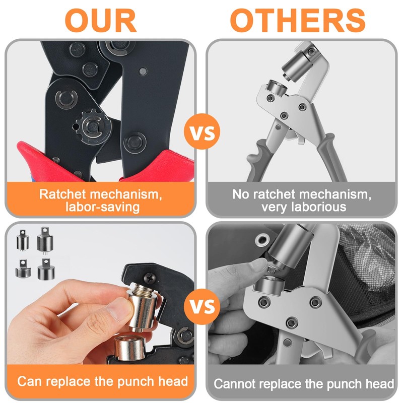 2-Size Grommet Tool Kit, 1/4" 3/8" Hole Punch with 500