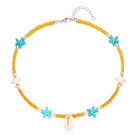 Pingyongchang Bohemian colorful beaded shell necklace, beach summer necklace yellow