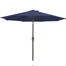 JEAREY 9FT Outdoor Patio Umbrella Outdoor Table Umbrella with Push Button Tilt and Crank, Market Umbrella 8 Sturdy Ribs UV Protection Waterproof for Garden, Deck, Backyard, Pool (Deep Blue)