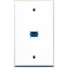 RiteAV - 1 Port SC Fiber Singlemode Simplex Wall Plate - Bracket Included