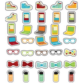 Carson Dellosa – Hipster Gear Mini Colorful Cut-Outs, Classroom Décor, 36 Pieces