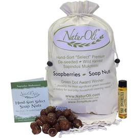 NaturOli Soap Nuts/Soap Berries - 3-Lbs organic (720 loads) + 18X Travel Bottle! Select Seedless - 3 Wash Bags, 8-pg info, Tote Bag. Organic Laundry Soap