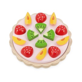 Janod J06628 J06628 FSC Twist Fruit Pie - 15 Wooden Accessories - Diameter 19 cm - Suitable for Ages 2 and Above, Multicoloured, Medium
