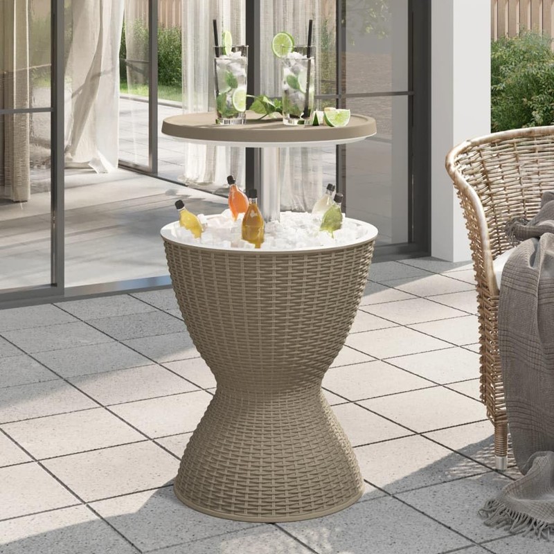 vidaXL Ice Cooler Table Light Brown Polypropylene Medium Convertible