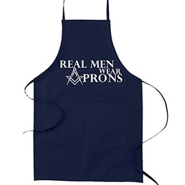Real Men Wear Aprons Masonic Cooking Kitchen Apron - [Navy]