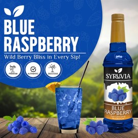Syruvia Blue Raspberry Syrup 25.40 Ounces Blue Raspberry Flavoring Syrup - Kosher, Gluten-Free, Ideal for Elevating Beverage Adventures