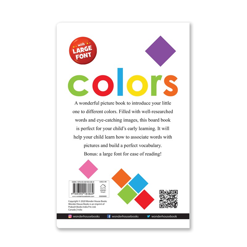 Colors: Early Learning Board Book With Large Font (Big Board