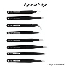 SILSTAR PROFESSIONAL PERFECTION POINT TWEEZER 16_BLACK, Tweezers w/Protective Pouch Surgical Grade Stainless Steel-Point Tip for Ingrown hairs,Splinters,Expert Eyebrow Shaping & Facial Hair Removal