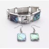 Icon DESIGNER INSPIRED GENUINE ABALONE CRYSTAL SILVERT BRACELET & HOOK
