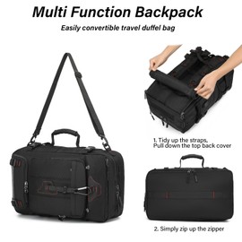 Mfinesun Travel Backpack for Men, 50L Large Carry on Backpack Durable Convertible Duffle Bag Fit for 17 Inch Laptop with Shoe Compartment, Wet Pocket