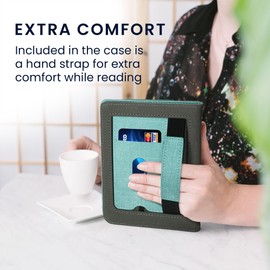 kwmobile Cover Compatible with Kobo Clara BW/Colour Cover - Faux Leather/Suede Case with Stand - Mint/Dark Grey