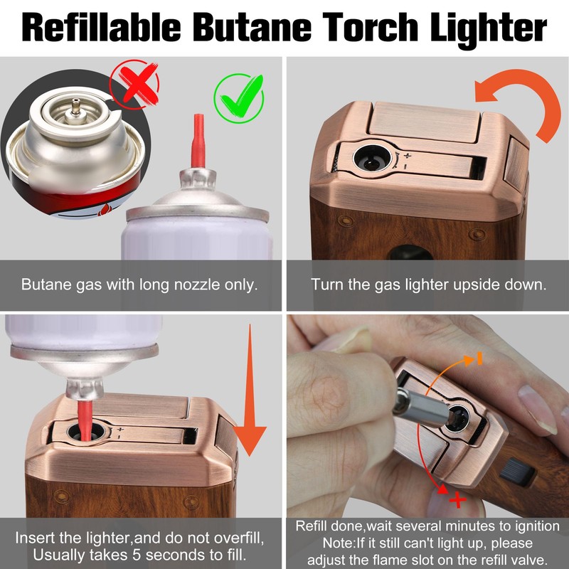 FLABOX 5-in-1 Torch Lighter with V Cutter Holder Punch and