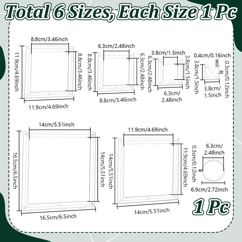 NBEADS 6Pcs Acrylic Quilting Templates Set, Square Cutting Ruler Template