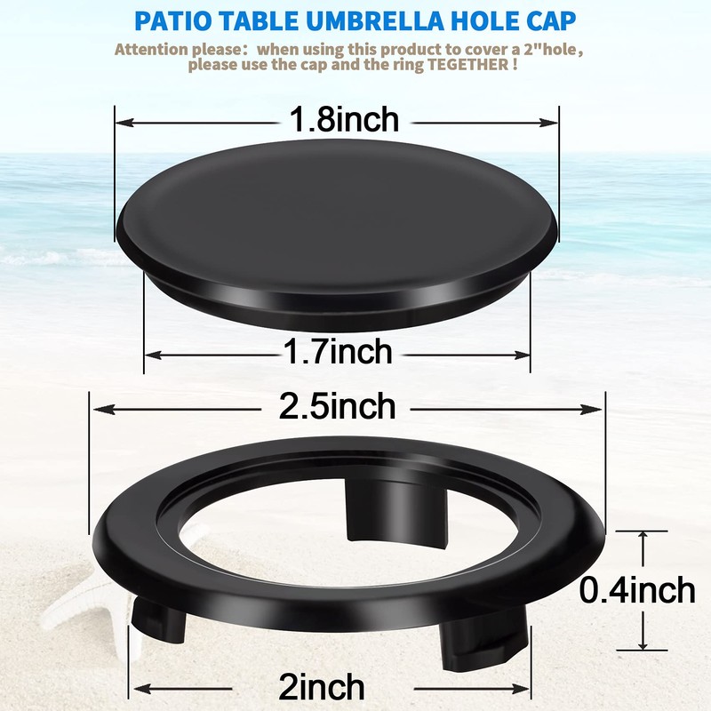 PAGOW 4 Pack Patio Table Umbrella Hole Ring and Cap