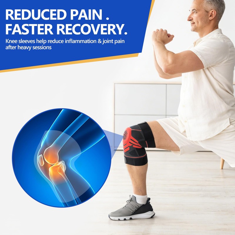 YIMED Non-Slip Knee Brace for Knee Pain Men Women, XXL,