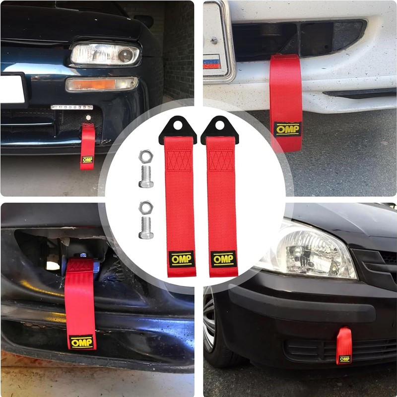 Pack of 2 Car Bumper Tow Loop, High-Strength Nylon Tow
