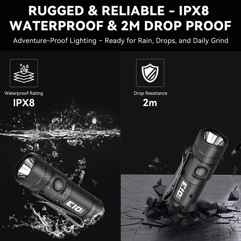 PowerTac E10-G4 1200 Lumen EDC Flashlight – Compact Magnetic Tailcap