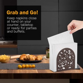 Housolution Napkin Holder, Tree & Bird Design Metal Napkin Holder for Kitchen and Table, Freestanding Modern Napkins Holder for Home & Picnic Party, Bronze