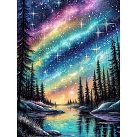 DOMROM Diamond Painting Kits for Adults Landscape, Aurora Diamond Art Kits for Adults, 5D Diamond Painting Aurora, DIY Round Paint with Diamonds Painting Kits for Home Wall Decor 12x16inch