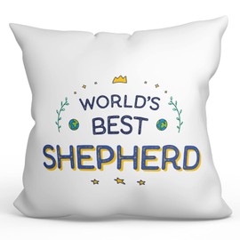 MUGFFINS SHEPHERD man Cushion Padding included - in English - World's Best - Funny gift - Pillow: cover and filling 15.7x15.7 inches