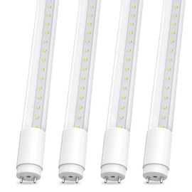 4 Pack T8 LED Bulbs 4 Foot, 14W 2450LM 6000K Super Bright, Type A+B 4FT LED Bulbs, Fluorescent Tubes Replacement, Plug & Play or Ballast Bypass, Clear Cover