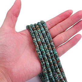 BEADIA Natural African Turquoise Spacer Beads Caps Loose Semi Gemstone for Beading Jewelry Making 6mmx3mm 38cm