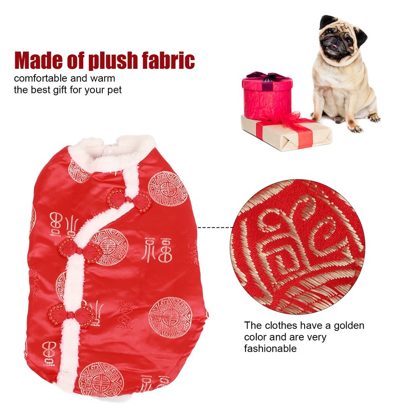 Tang Suit Pet Costume Comfortable Warm Attractive Dog Autumn Winter