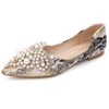 Pearl Decoration Women's Flat Bottom Pointed Toe One Step Flat