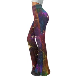 Forchrinse Galaxy Star Palazzo for Women Fashion 3D Galaxy Flare Leggings,Women's Boho Wide Leg Yoga Pants Tummy Control Elastic Waist Pants Non See Through Dance Pants,S-2XL