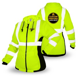 KwikSafety - Charlotte, NC - ROGUE Safety Jacket for Women [NO FUZZ BALLS] Class 3 ANSI OSHA Reflective Hi Vis Womens Fleece Hoodie/Yellow XS