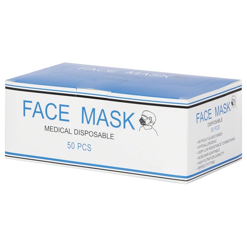Sport-Tec Disposable Face Mask Medical with Nose Clip Pack of