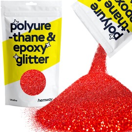 Hemway Polyurethane & Epoxy Resin Glitter 100g / 3.5oz Metallic Crystal Flake Additive for Flooring Jewelry Tumblers Glass Pigment - Ultra Fine (1/128" 0.008" 0.2mm) - Red
