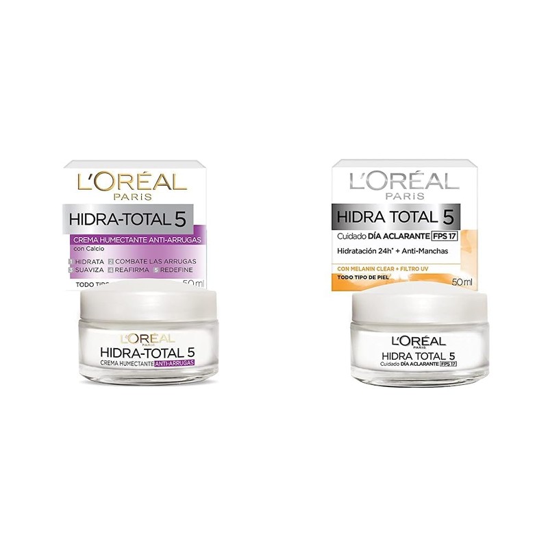 LOreal Paris Crema Antiarrugas Hidra Total5, 50 ml Crema Antimanchas,