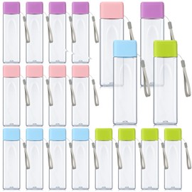 Nuogo 20 Pieces Water Bottle Bulk 17 oz Plastic Sports Water Bottles Reusable Leak Proof Portable Drink Bottles Large with Lid for Outdoor Fitness(Pink, Blue, Green, Purple)